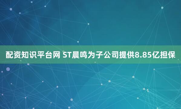 配资知识平台网 ST晨鸣为子公司提供8.85亿担保
